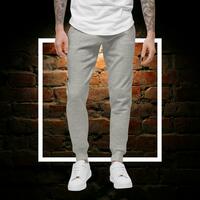 PME Fashion basic white letters Unisex fleece sweatpants - Thumbnail 2