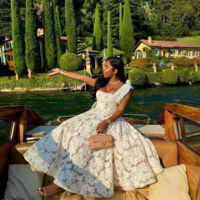 A Line Floor Length Lace Evening Party Dress For Women - Thumbnail 1