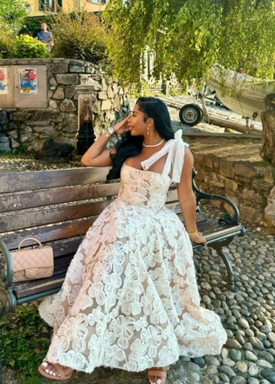 A Line Floor Length Lace Evening Party Dress For Women