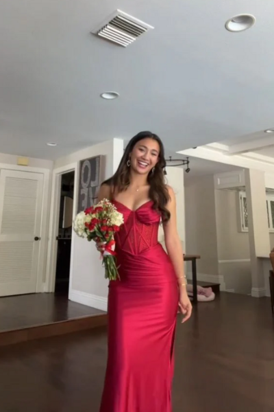 Mermaid Red Long Formal Evening Dress With Lace Up