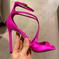 Square toe fish mouth super high heel cross strap stiletto hollow sandals 2 colors - Thumbnail 2