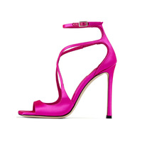 Square toe fish mouth super high heel cross strap stiletto hollow sandals 2 colors - Thumbnail 4