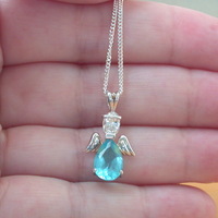 Sterling Silver Cz Blue Angel Pendant & Chain/Cz Angel Necklace/Angel Jewellery/Angel Jewelry/Guardian Angel Necklace/UK - Thumbnail 2