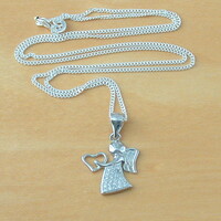 Sterling Silver Cz Angel with Harp Pendant & Chain/Angel Necklace/Cz Angel Necklace/Angel Jewellery/Angel Jewelry/April Birthstone/UK - Thumbnail 3