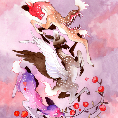 11x14 fight flight fawn print