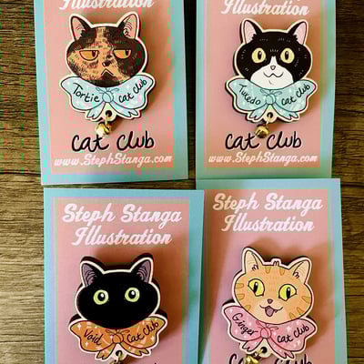 Cat club wooden pins