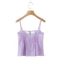 Flat shoulder lace Tencel single-breasted solid surface small camisole - Thumbnail 1