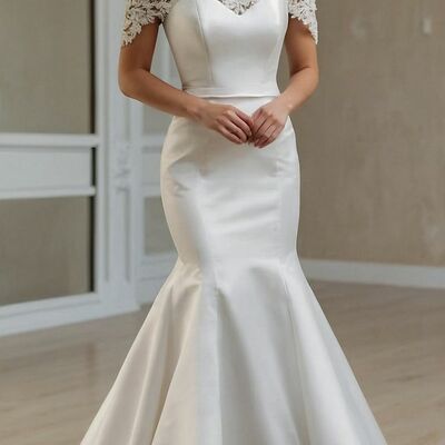 Elegant wedding dress, off the shoulder lace wedding dress bridal gown