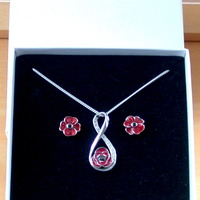 BOXED GIFT SET/Sterling Silver Poppy Necklace and Earrings/Poppy Necklace/Poppy Earrings/Remembrance Day/Remembrance Day Jewellery/Poppy Gift/UK - Thumbnail 9