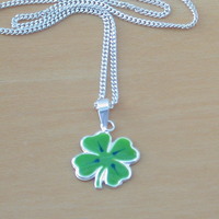 BOXED GIFT SET/Four Leaf Clover Necklace and Earrings/Four Leaf Clover Necklace/Four Leaf Clover Earrings/Four Leaf Clover Jewellery/UK - Thumbnail 5