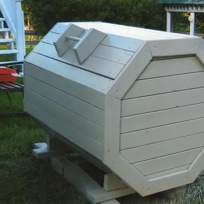 Plans: how to build an octagon wood garbage or recycle storage box (download)
