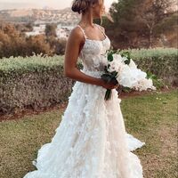 Luxury Floral Wedding Dress, Lace Flowers Tulle Wedding Dress Bridal Gown - Thumbnail 1
