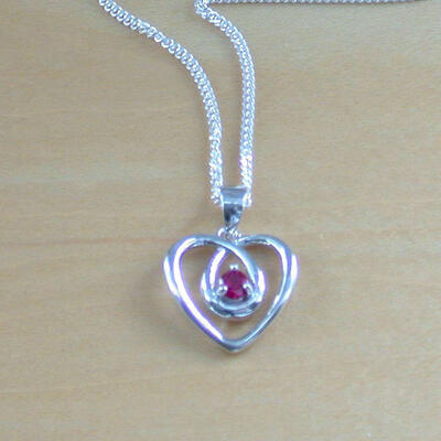 925 ruby (lab created) heart pendant & 18" silver chain/ruby jewelry/ruby jewellery/ruby jewelery/silver ruby necklace/july birthstone  ask a question