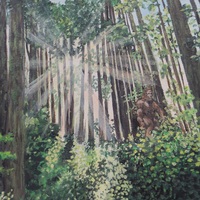 "Sasquatch Country" Original acrylic painting by N.E.Thompson, artwork size 11x14 inches - Thumbnail 1