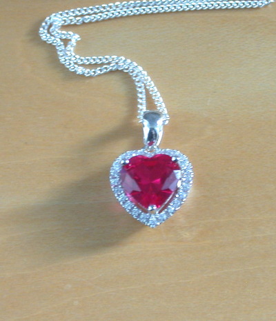 925 Ruby (Lab Created) Heart Pendant & 18" Silver Chain/Ruby Jewellery/Ruby Jewelry/Ruby Jewelery/Ruby Necklace/July Birthstone/RedRuby