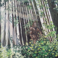 "Sasquatch Country" Original acrylic painting by N.E.Thompson, artwork size 11x14 inches - Thumbnail 4