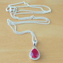 925 Ruby (Lab Created) Pear Pendant & 18" Silver Chain/Ruby Jewellery/Ruby Jewelry/925 Silver Ruby Necklace/July Birthstone/Red Ruby Jewelry-1