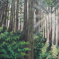 "Sasquatch Country" Original acrylic painting by N.E.Thompson, artwork size 11x14 inches - Thumbnail 6