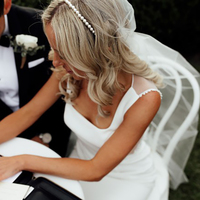 Squre Neck Crepe Illusion Tulle Hollow Back Sheath Simple Wedding Dress Sleeveless Ribbon Custom Made White Satin Bridal Gowns,1116 - Thumbnail 1