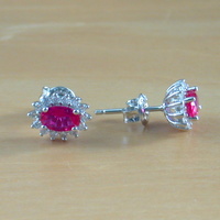 925 Ruby (Lab Created) Earrings/925 Silver Ruby Stud Earrings/Ruby Jewellery/Ruby Jewelry/Red Ruby Earrings/925Ruby Earrings/July Birthstone - Thumbnail 2
