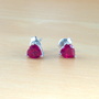 925 Ruby (Lab Created) Heart Earrings/Ruby Stud Earrings/Ruby Jewelry/Ruby Jewellery/Heart Stud Earrings//Red Ruby Earrings/July Birthstone-3