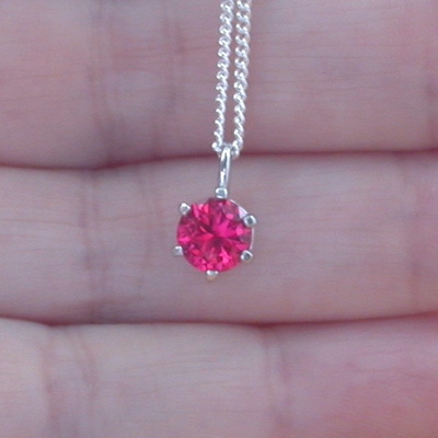925 ruby (lab created) solitaire pendant & 18"sterling silver chain/ruby necklace/ruby jewelry/ruby jewellery/ruby jewelery/july birthstone