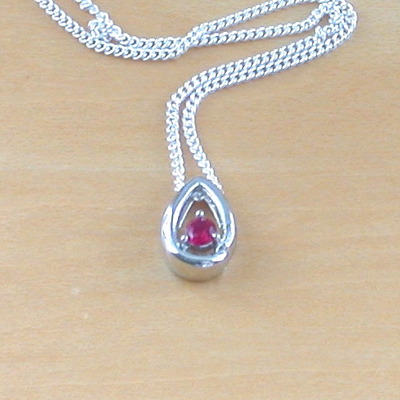 Sterling silver ruby raindrop pendant & chain/ruby necklace/silver ruby necklace/ruby jewellery/ruby jewelry/gemstone necklace/july birthstone /uk