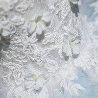 Blue Tulle Lace Long Prom Dress, A-Line Fairy Evening Dress - Thumbnail 2