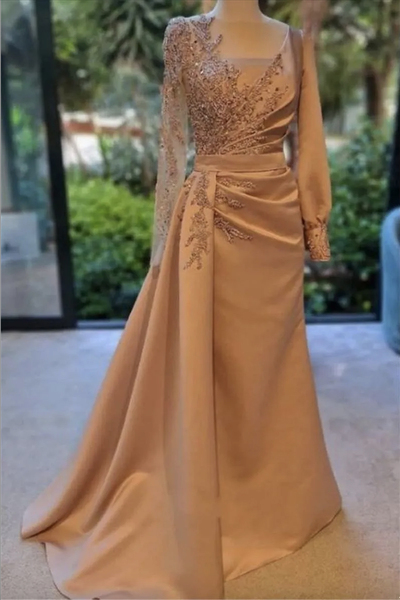 Modest Long Sleeve Mother of Bride Groom Dresses Sheer Jewel Neck Appliqued Sequined Satin Long Mother Evening Formal Occasion Gowns