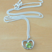 Sterling Silver Peridot Apple Pendant & Chain/Peridot Necklace/Peridot Jewellery/Peridot Jewelry/Gemstone Necklace/August Birthstone/UK - Thumbnail 5
