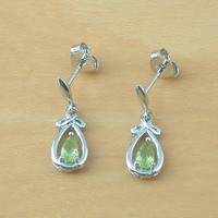 Sterling Silver Peridot Drop Earrings/Peridot Stud Earrings/Peridot Jewellery/Peridot Jewelry/August Birthstone/UK - Thumbnail 3