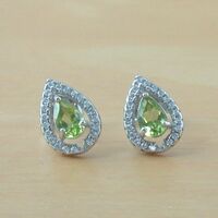 Sterling Silver Peridot & Cz Earrings/Sterling Silver Peridot Earrings UK/Peridot Jewellery/Peridot Jewellery/Peridot Jewelry/August Birthstone - Thumbnail 5