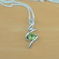 925 Peridot Pendant/Sterling Silver Peridot Pendant/Peridot Jewelry/Peridot Jewellery/August Birthstone/Peridot Jewelery - Thumbnail 4