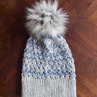  #82 Handmade Alpaca Wave Knit Hat with Pom Pom - Thumbnail 1