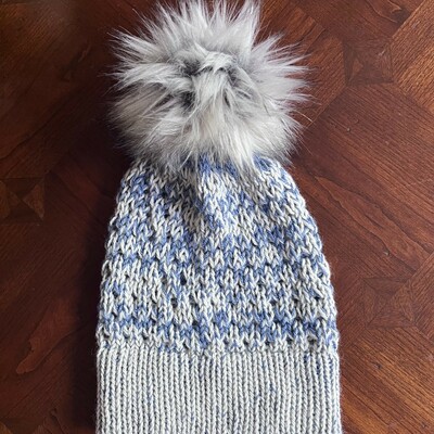  #82 handmade alpaca wave knit hat with pom pom