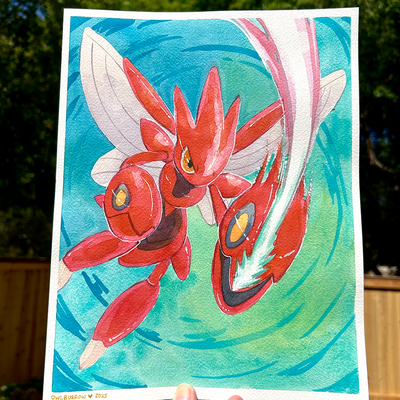 Original scizor watercolor painting