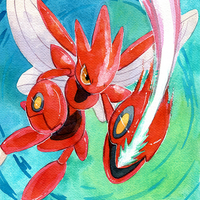 ORIGINAL Scizor Watercolor Painting - Thumbnail 1