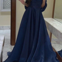 Strapless A line Royal Blue Mermaid Long Prom Dresses - Thumbnail 1