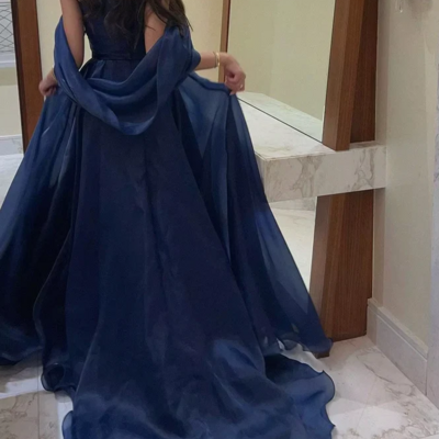 Strapless a line royal blue mermaid long prom dresses