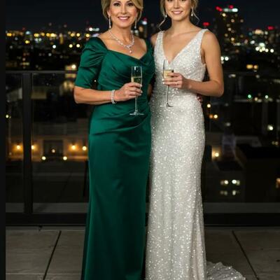 Dark green sheath mother of bride/ groom dress evening formal gown