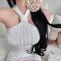 Sexy Fit Halter Neck Twist Decorated Knitted Camisole - Thumbnail 3