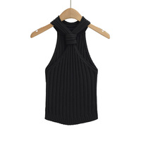 Sexy Fit Halter Neck Twist Decorated Knitted Camisole - Thumbnail 5