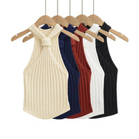 Sexy Fit Halter Neck Twist Decorated Knitted Camisole - Thumbnail 8