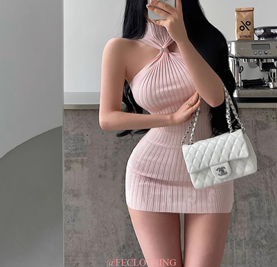 Sexy Hip Skirt Rhinestone Twist Decorated Vest Skirt