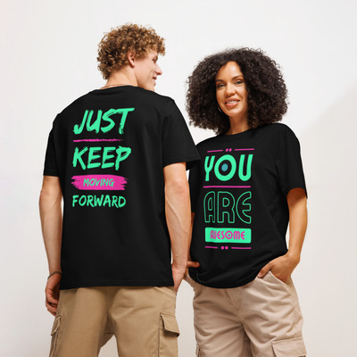 Custom organic ribbed neck t-shirt | unisex eco front & back print