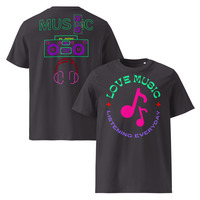 Unisex Organic Cotton T-Shirt | Music Design Front & Back Print - Thumbnail 2
