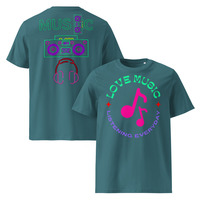 Unisex Organic Cotton T-Shirt | Music Design Front & Back Print - Thumbnail 3