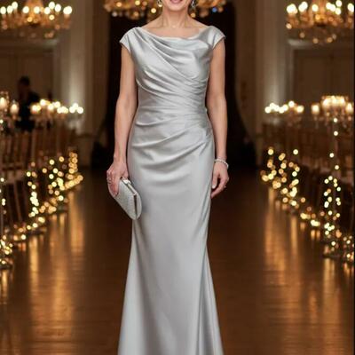 Sliver sheath mother of bride/groom dress evening formal gown