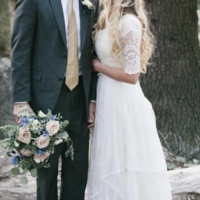 Country Modest Simple Plus Size Older Brides Vintage Wedding Dress with Sleeves,1119 - Thumbnail 1