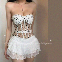 Polka dot fishbone waist-shaping vest - Thumbnail 3